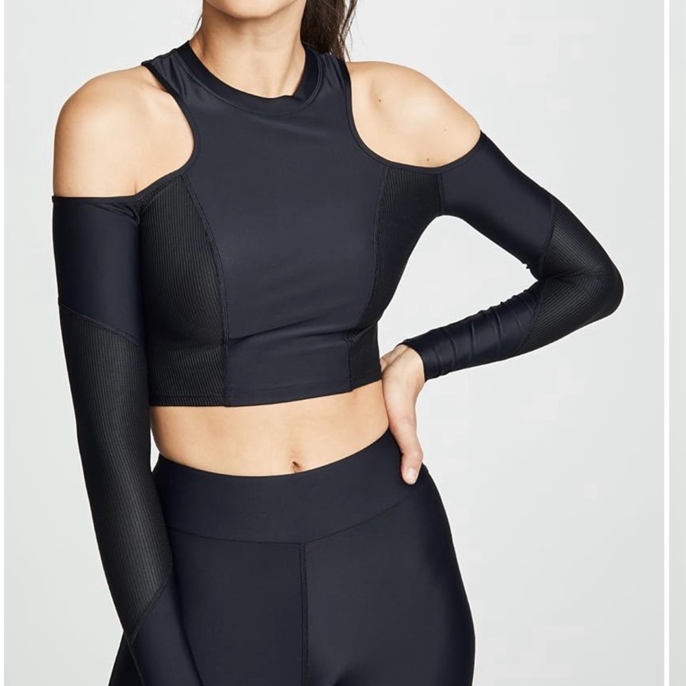 CUSHNIE Women's Black Cold Shoulder Top
